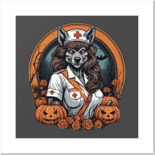 Werewolf nurse practitioner Halloween design Posters and Art